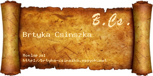 Brtyka Csinszka névjegykártya